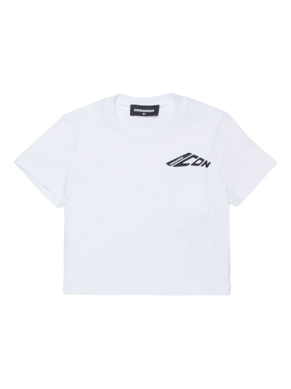 T-shirt Bianca con Stampa e Taschino DQ3137D00XM DQ100 DSQUARED KIDS 