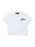 T-shirt Bianca con Stampa e Taschino