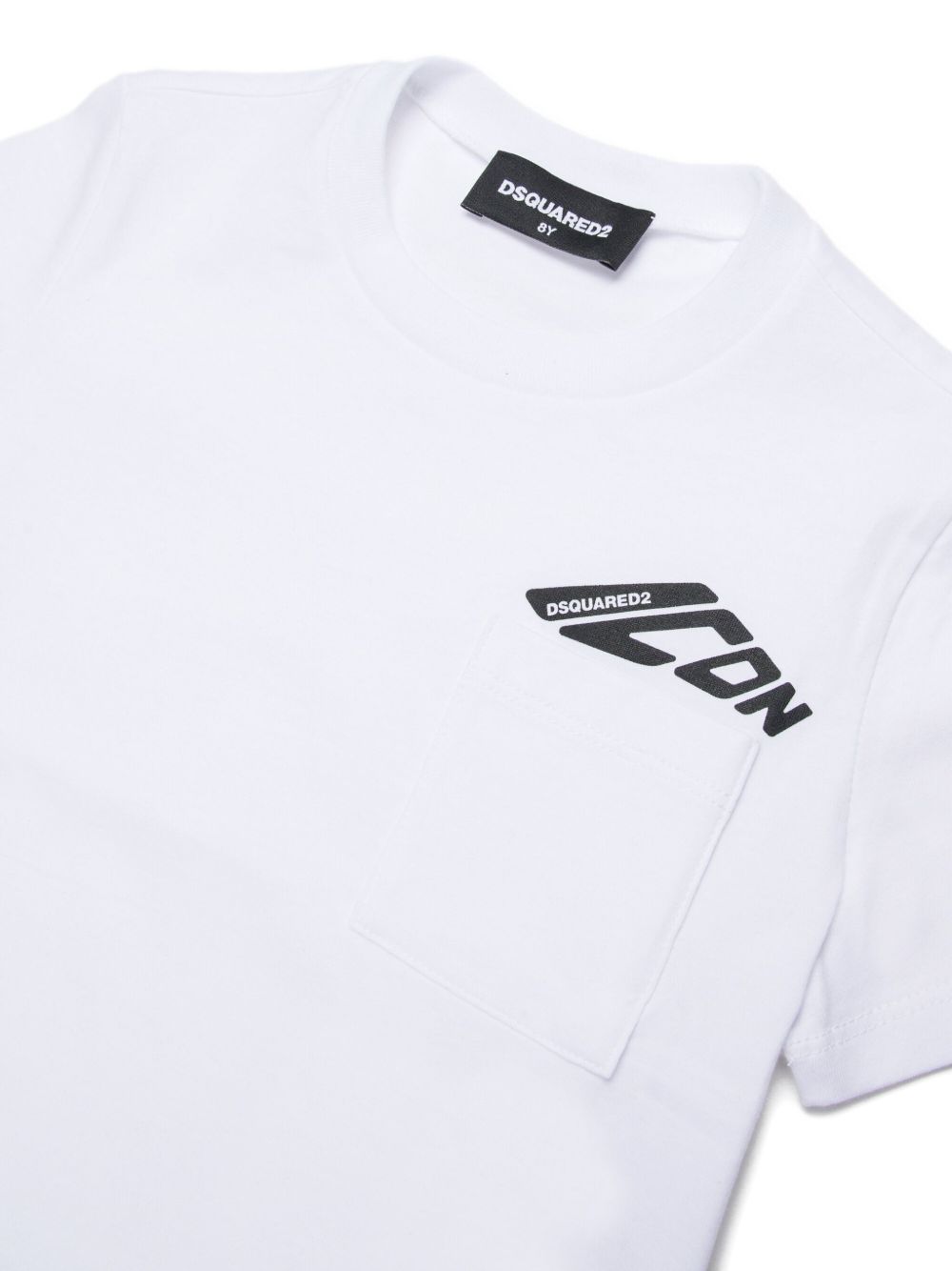 T-shirt Bianca con Stampa e Taschino DQ3137D00XM DQ100 DSQUARED KIDS 