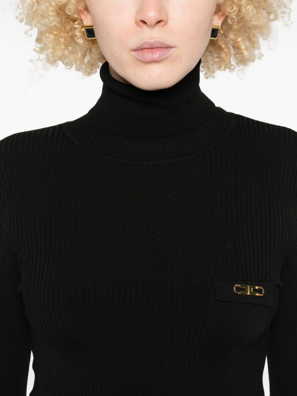 Abito Midi con Placca Logo Nero AM06B56E2 110 ELISABETTA FRANCHI 
