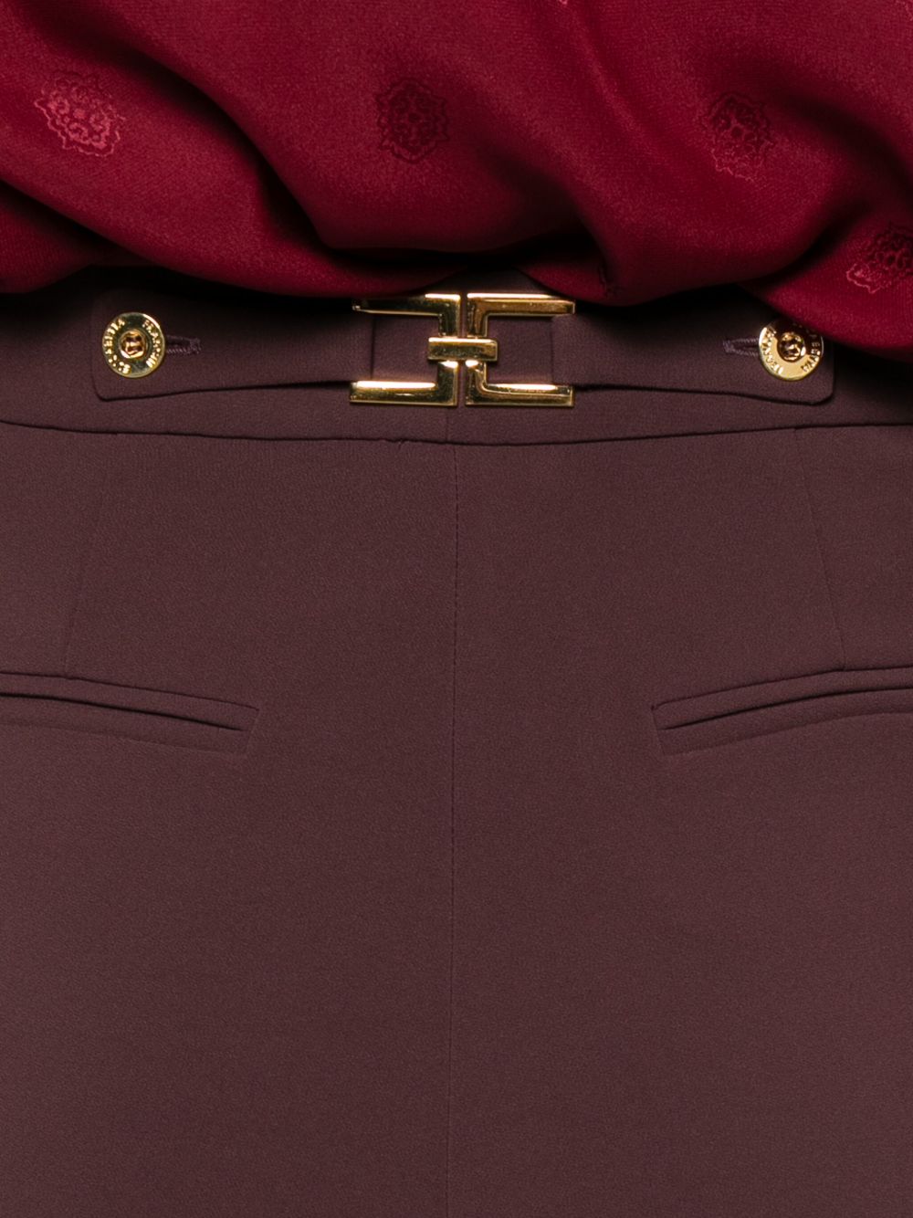 Pantaloni Dritti con Pieghe e Dettagli Oro PA09956E2 EA4 ELISABETTA FRANCHI 