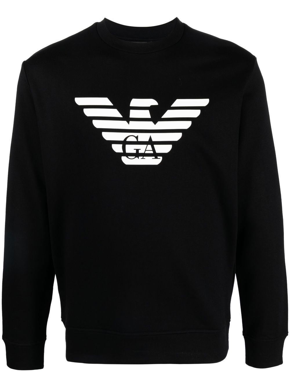 Felpa nera con logo stampato e maniche lunghe 8N1MR61JRIZ F008 EMPORIO ARMANI 