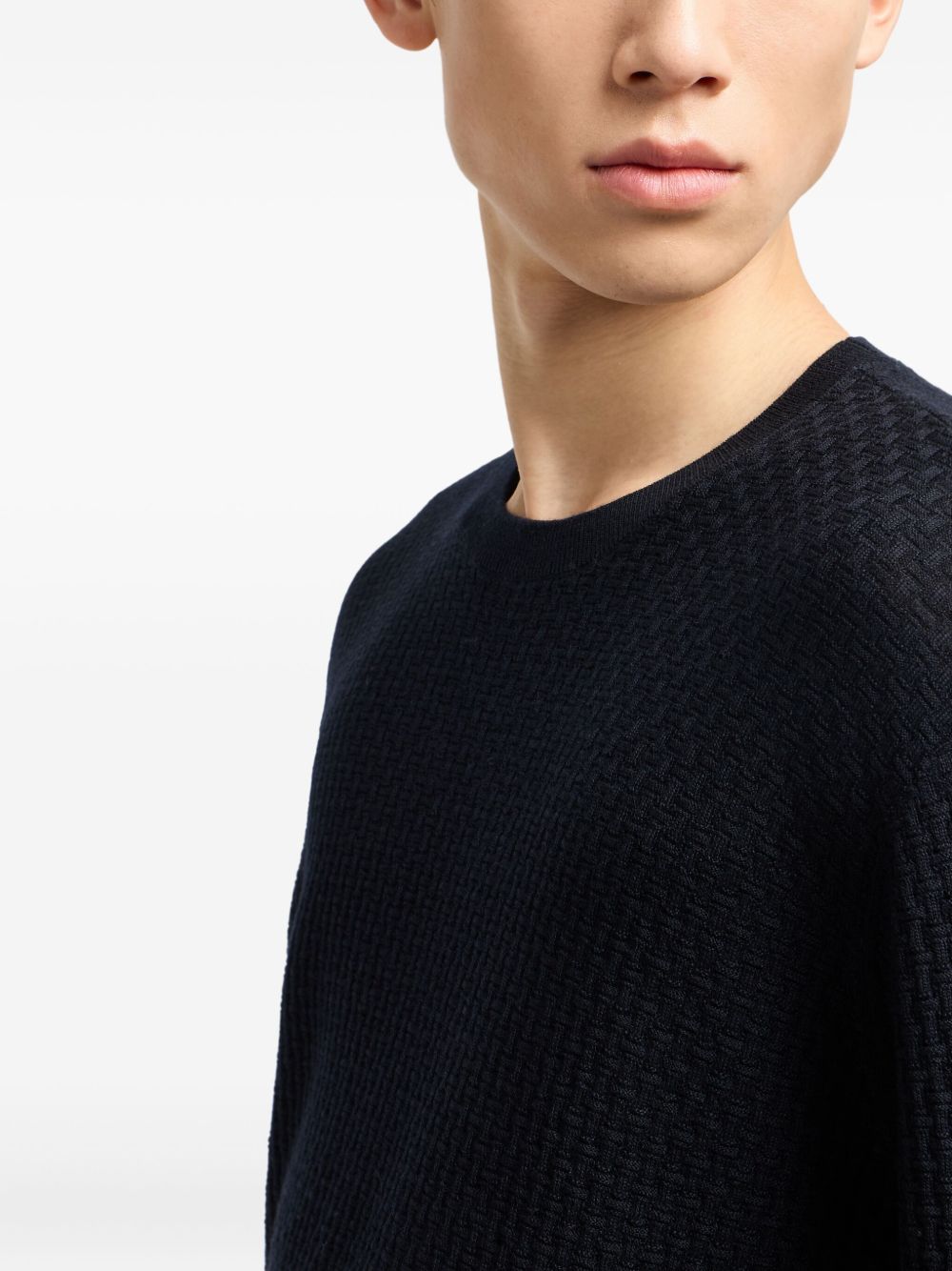 Maglione blu in maglia waffle EM002196AF13851 FB057 EMPORIO ARMANI 