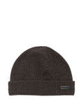 Berretto con risvolto in cashmere marrone