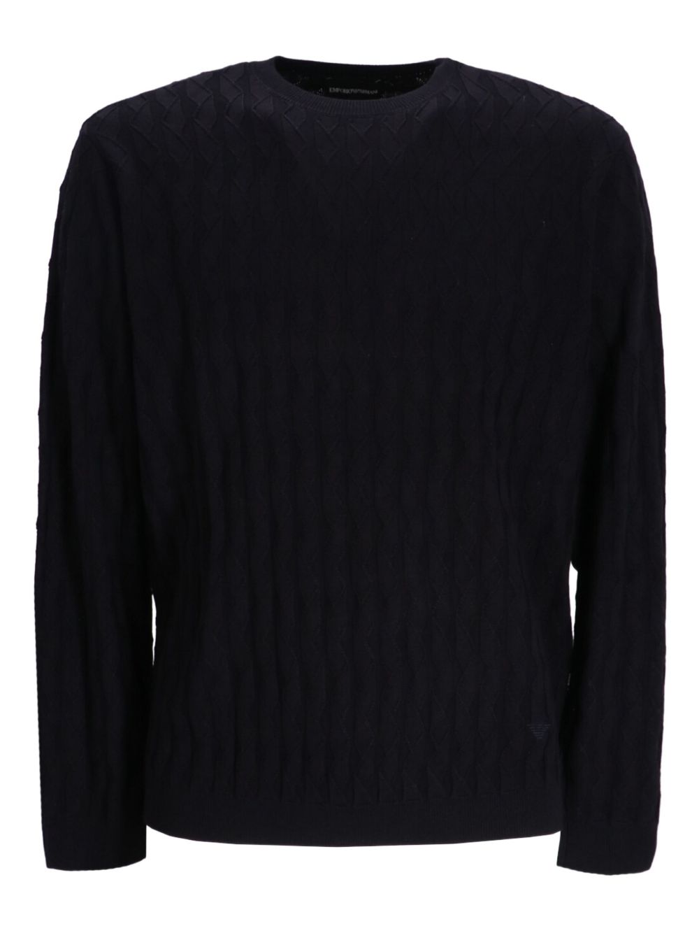 Maglione nero a trecce con girocollo e maniche lunghe EM003507AF14854 UB109 EMPORIO ARMANI 