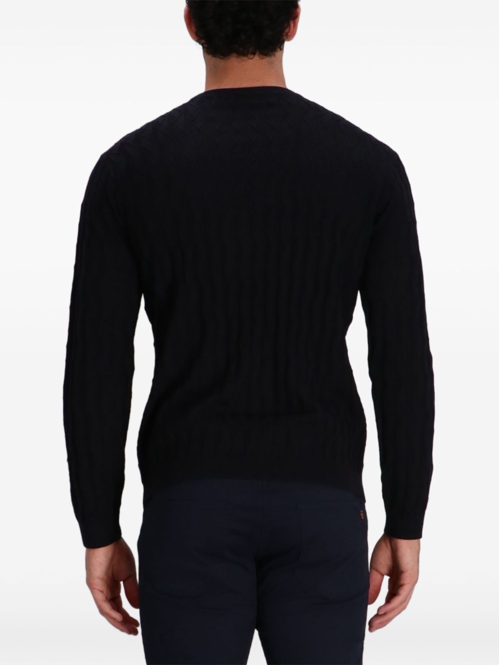 Maglione nero a trecce con girocollo e maniche lunghe EM003507AF14854 UB109 EMPORIO ARMANI 