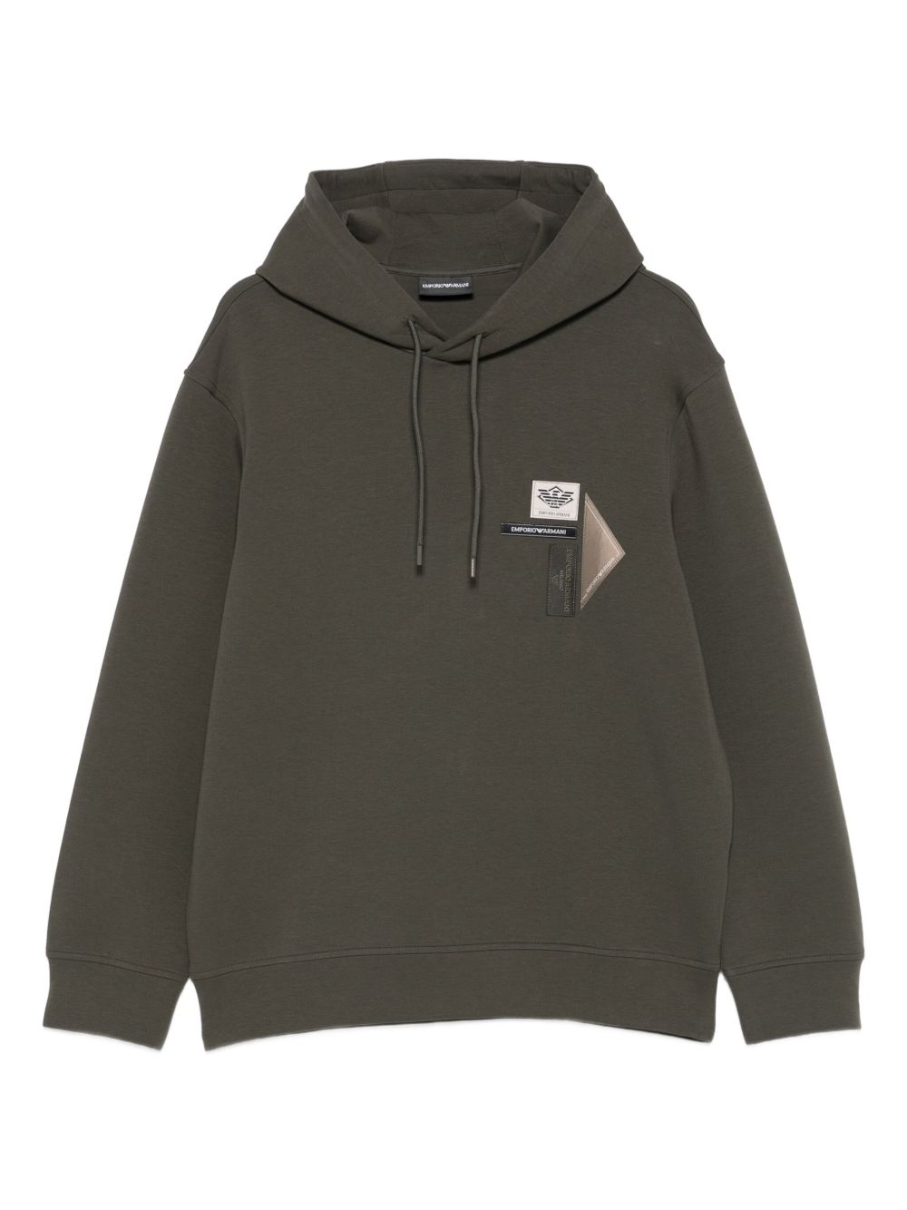 Felpa verde con logo appliqué e cappuccio EM003587AF10013 U8120 EMPORIO ARMANI 