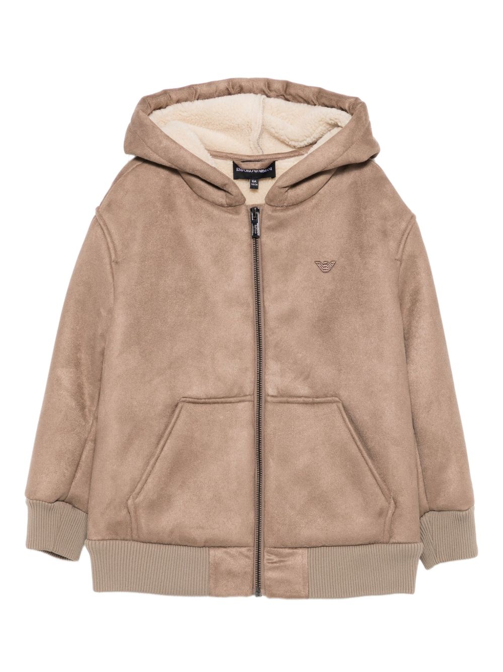 Felpa noce beige con chiusura frontale EB000508AF19524 U6189 EMPORIO ARMANI KIDS 