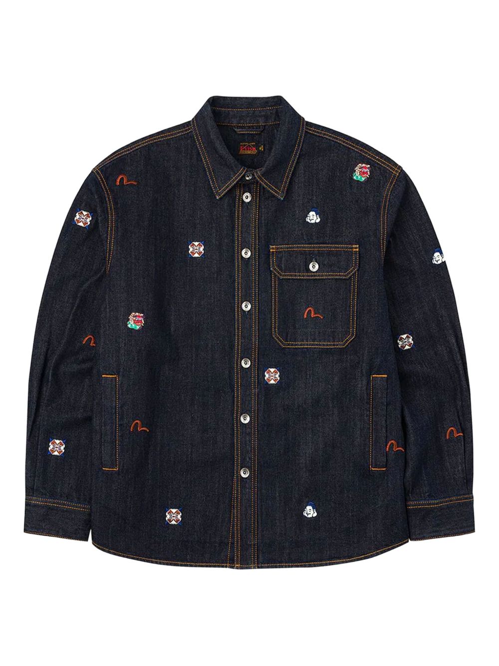 Camicia con Ricamo e Taschino sul Petto 2EAHTM5SJ1044 INDIGO EVISU 