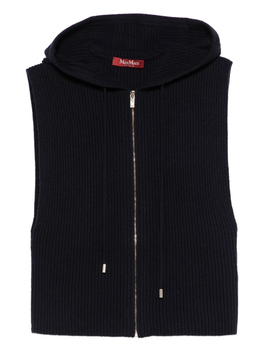 Giacca blu notte in maglia a coste con cappuccio 2526356012600 008 MAX MARA STUDIO 