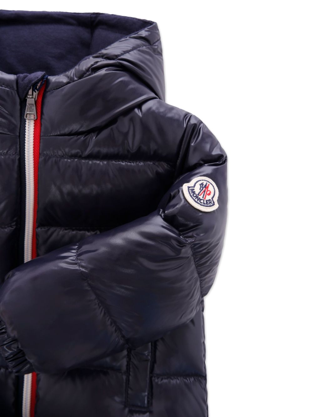 Piumino blu trapuntato con cappuccio K29511A00002597Z8 742 MONCLER KIDS 