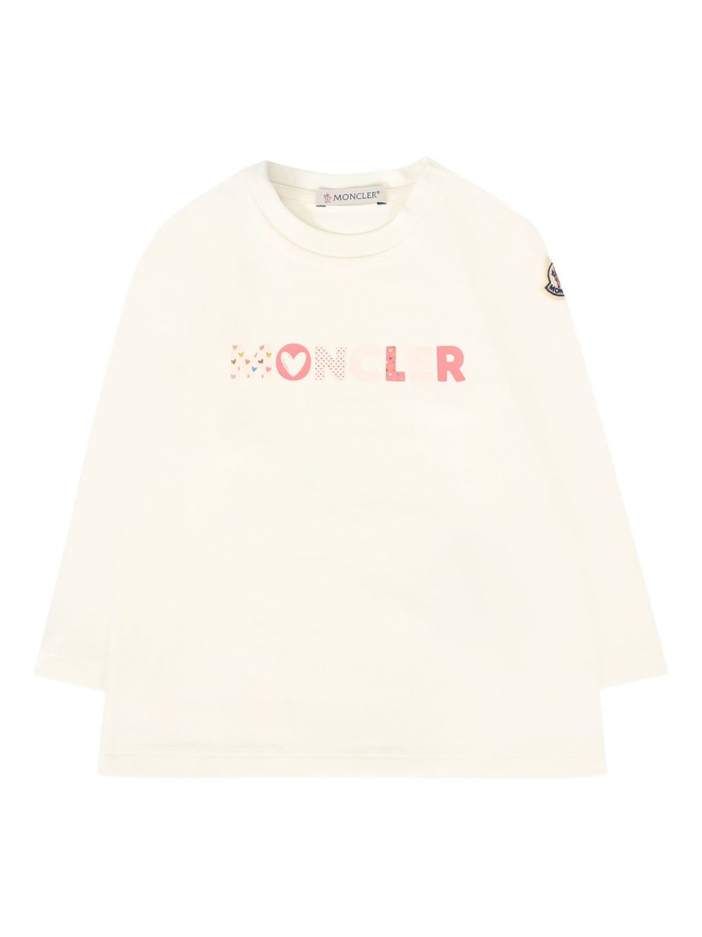 T-shirt Avorio Maniche Lunghe con Logo K29518D0000689AUM 034 MONCLER KIDS 