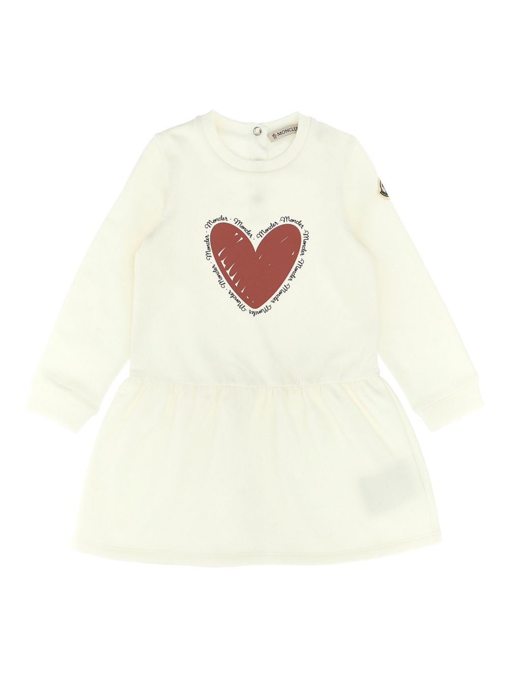 Abito Bianco con Stampa a Cuore e Ruches K29518I0000489A23 034 MONCLER KIDS 
