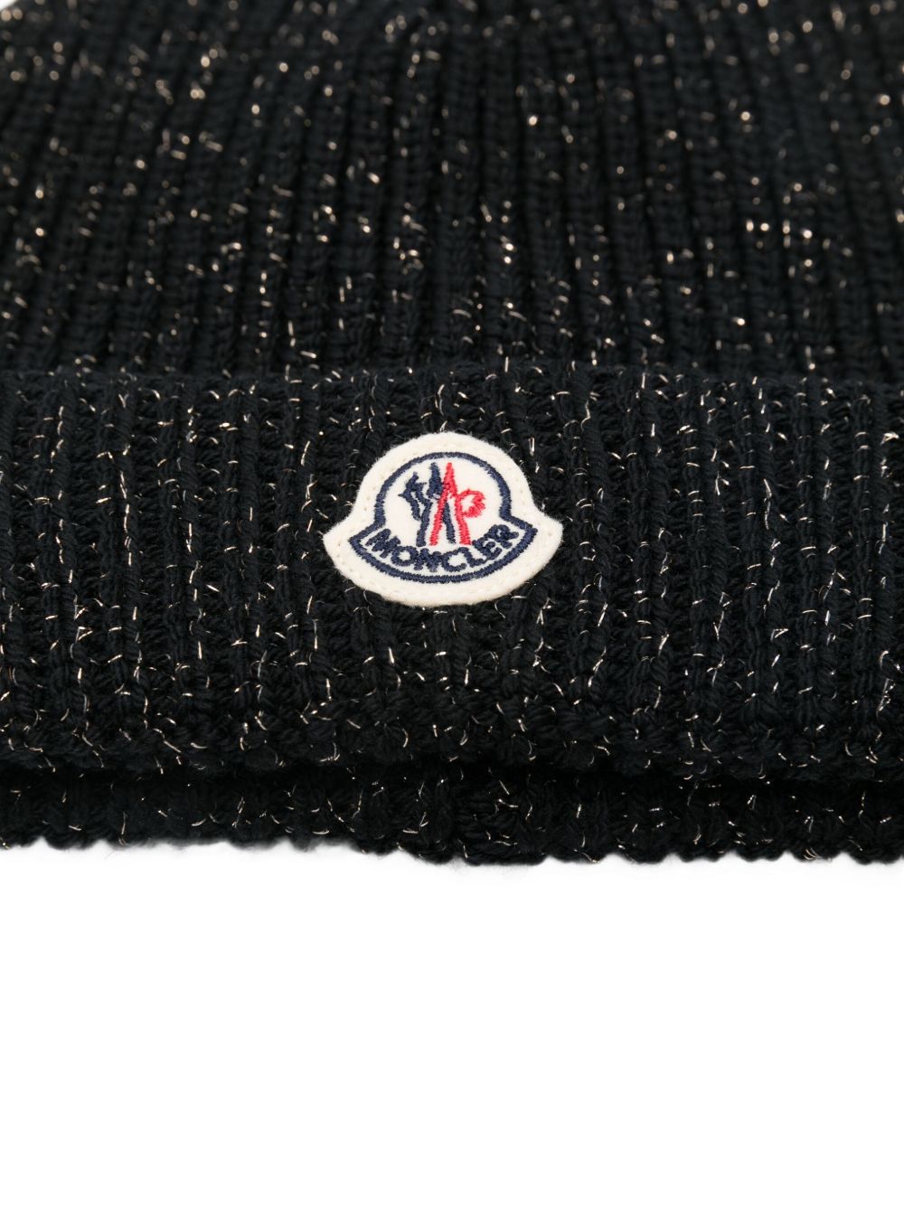 Berretto nero a coste con logo K29543B00021M8258 999 MONCLER KIDS 