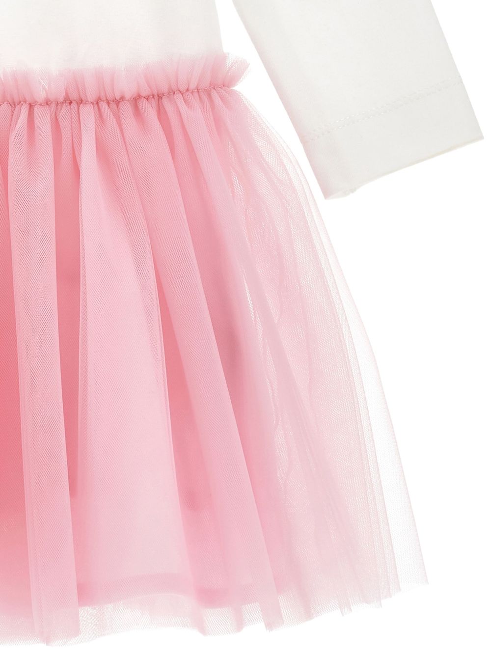 Abito Bianco con Gonna in Tulle e Stampa Cartoon 19F9036013 0190 MONNALISA KIDS 