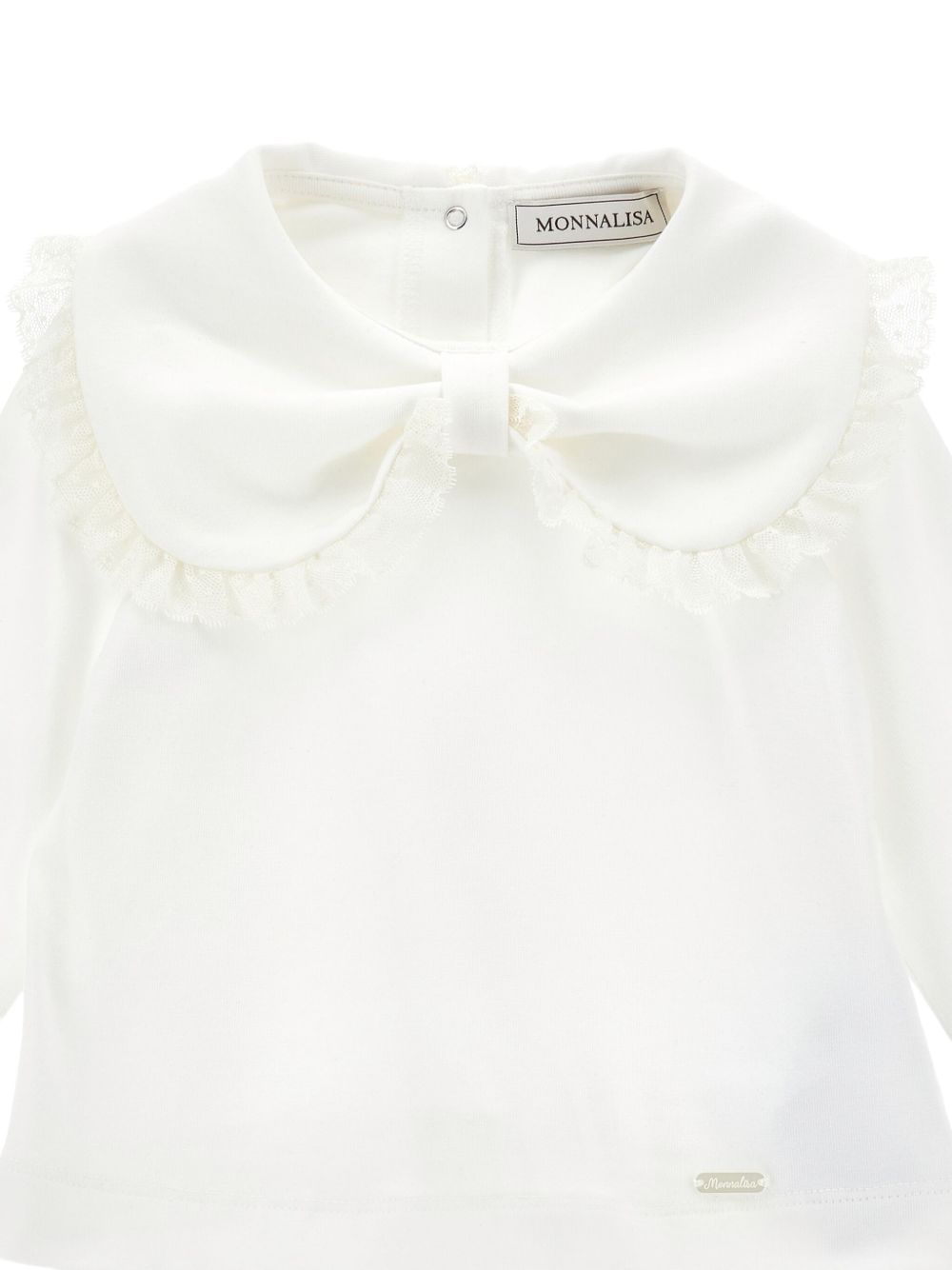 Blusa panna con fiocco e placca logo 31F6036202 0001 MONNALISA KIDS 