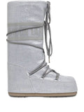 Silver glitter lace-up boots