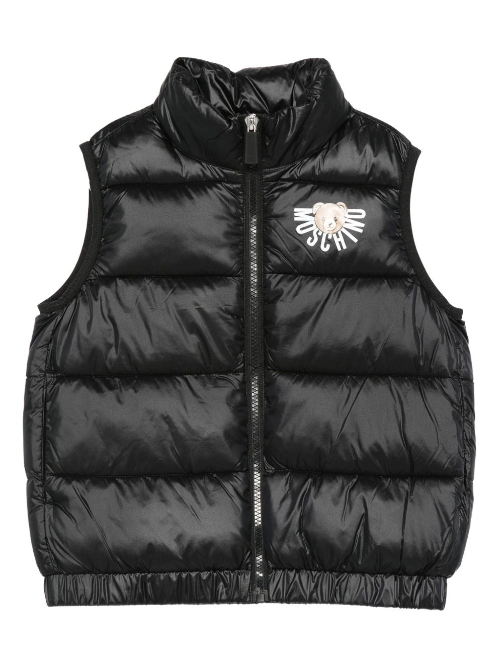 Gilet trapuntato nero con logo HQS02KL3A32 60100 MOSCHINO KIDS 