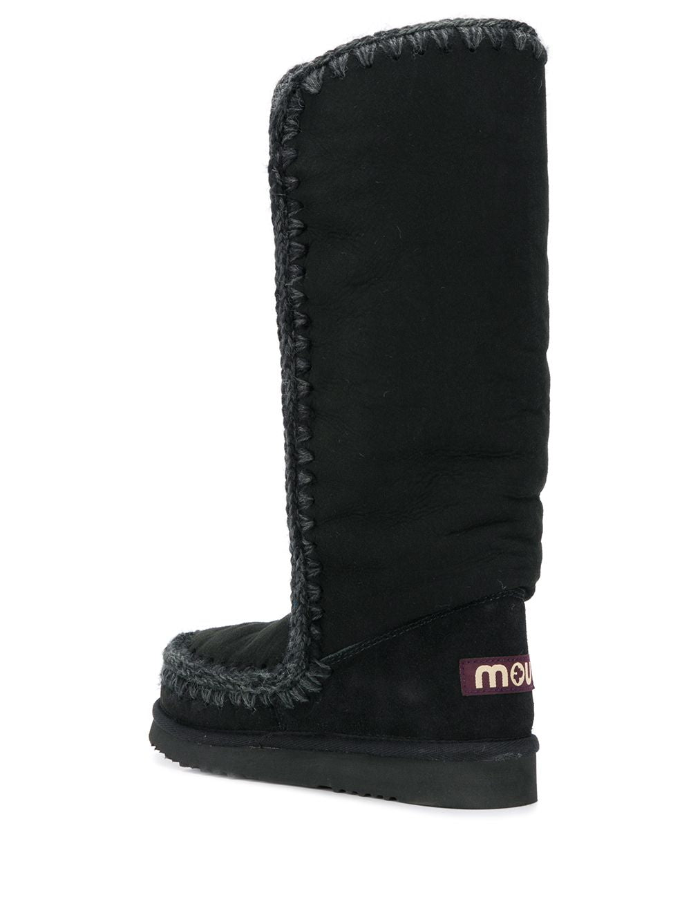 Stivali neri punta rotonda con patch logo MUFW101002A BKBK MOU 