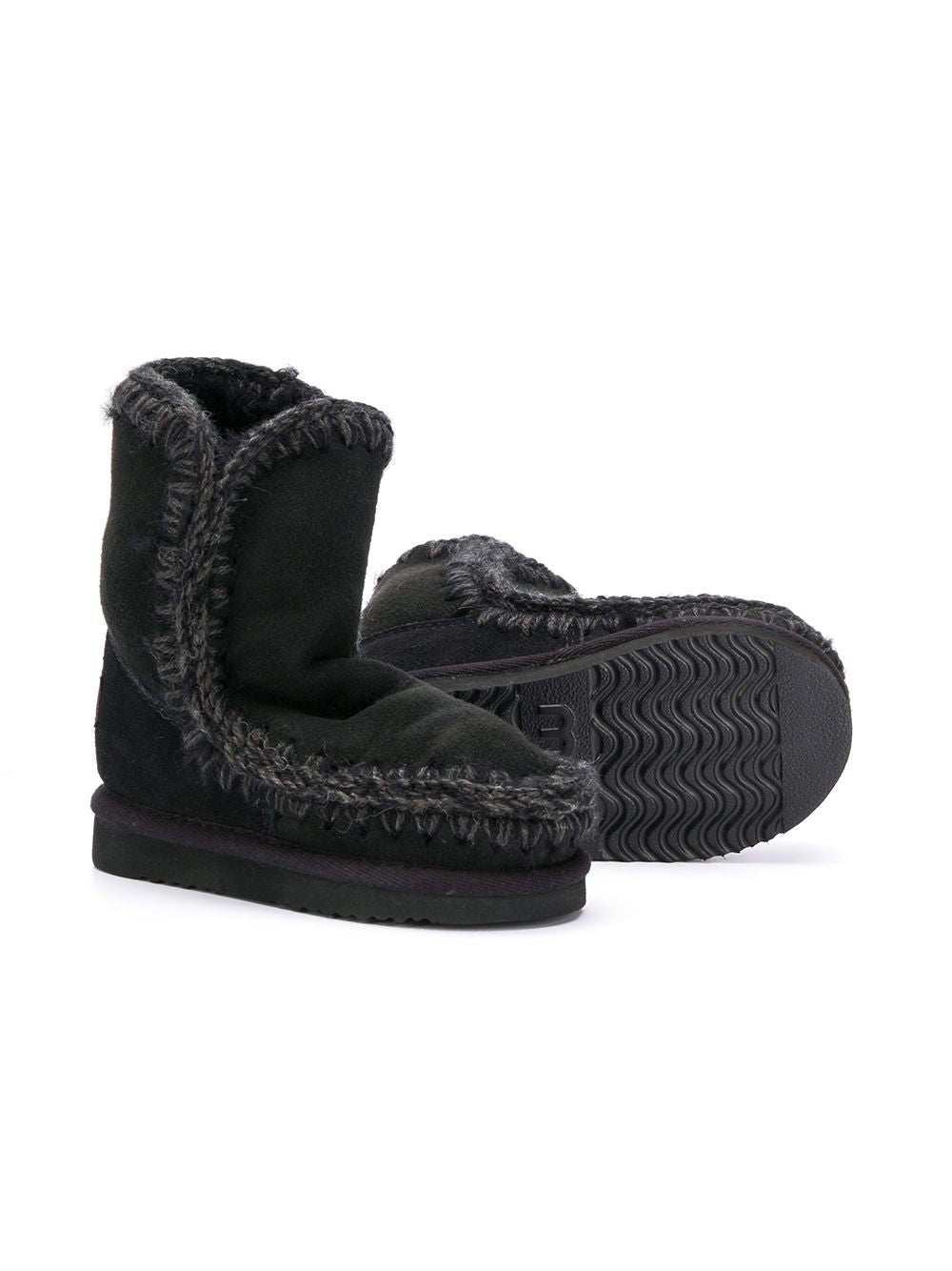 Stivali alla caviglia neri con cuciture a contrasto MUFK101000A BKBK MOU KIDS 