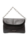 Borsa con manico a catena in pelle moro