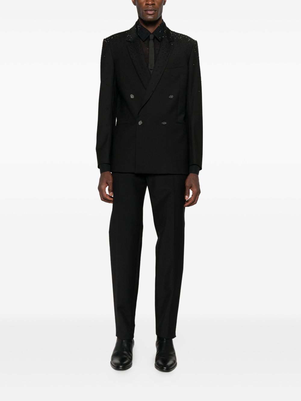 Blazer nero con strass e chiusura a bottoni 5S0743A685 K102 PATRIZIA PEPE 