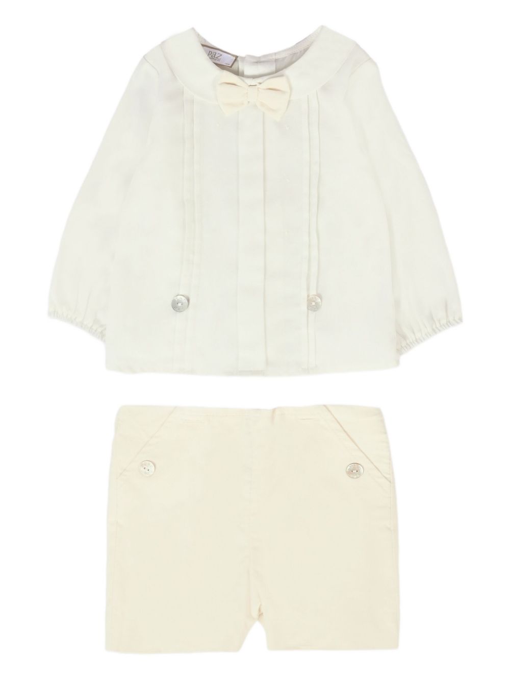Set panna con camicia plissettata e shorts 106C152844 60T721 PAZ RODRIGUEZ KIDS 