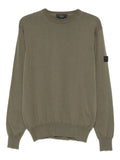 Maglione verde bosco a collo giro con toppa