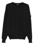Maglione nero a collo giro con rifiniture a scanale