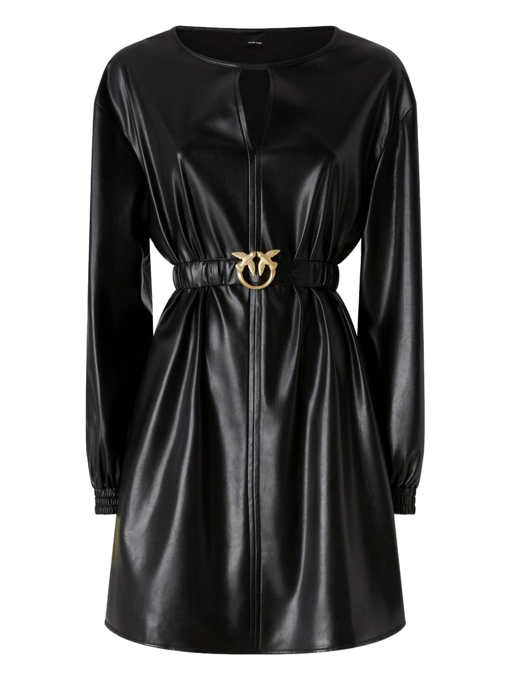 Abito corto nero con cintura e maniche lunghe 105587A2P4 Z99 PINKO 