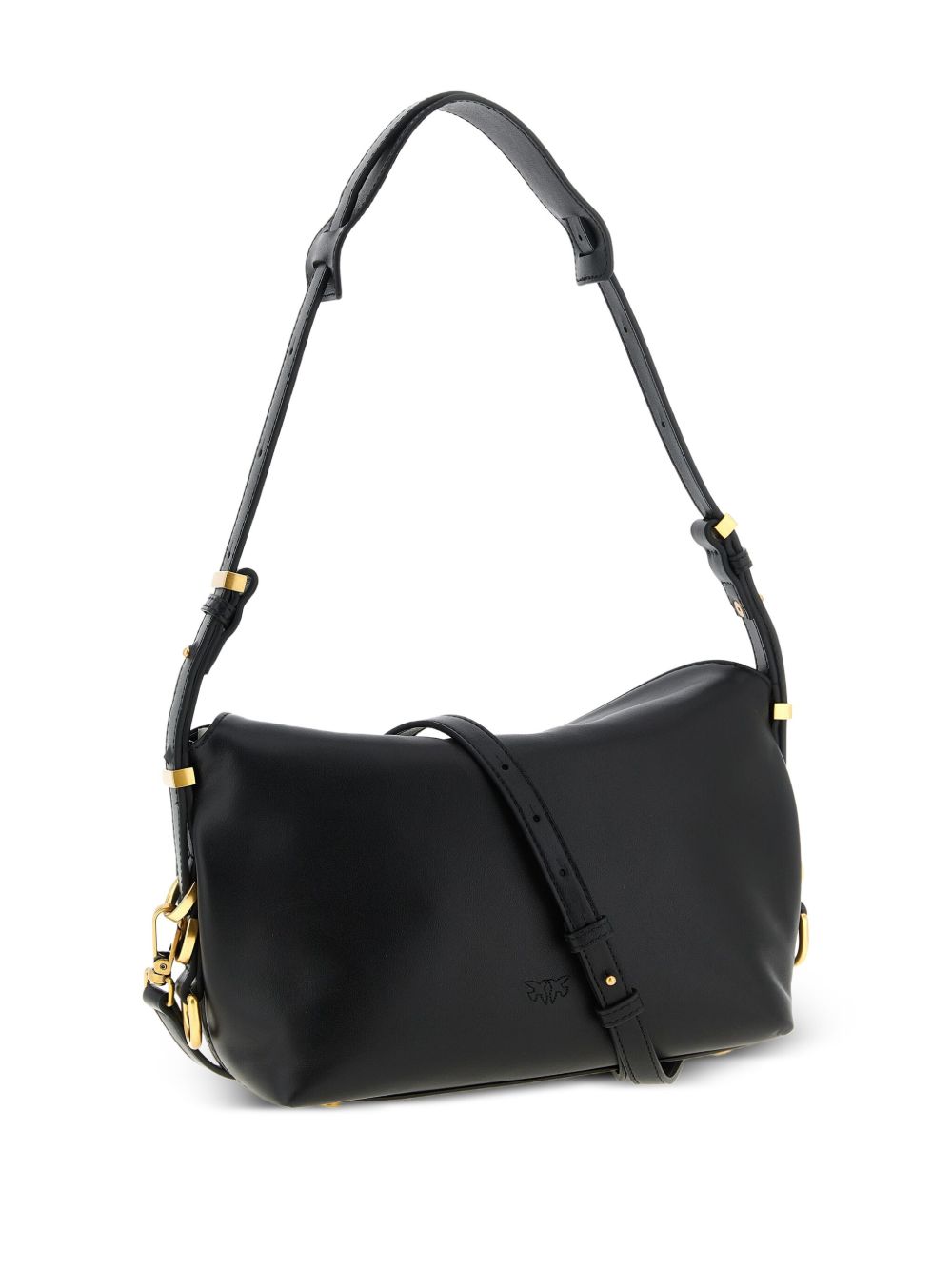 Borsa a spalla nera in pelle con anello inciso 105895A1ZX Z99Q PINKO 