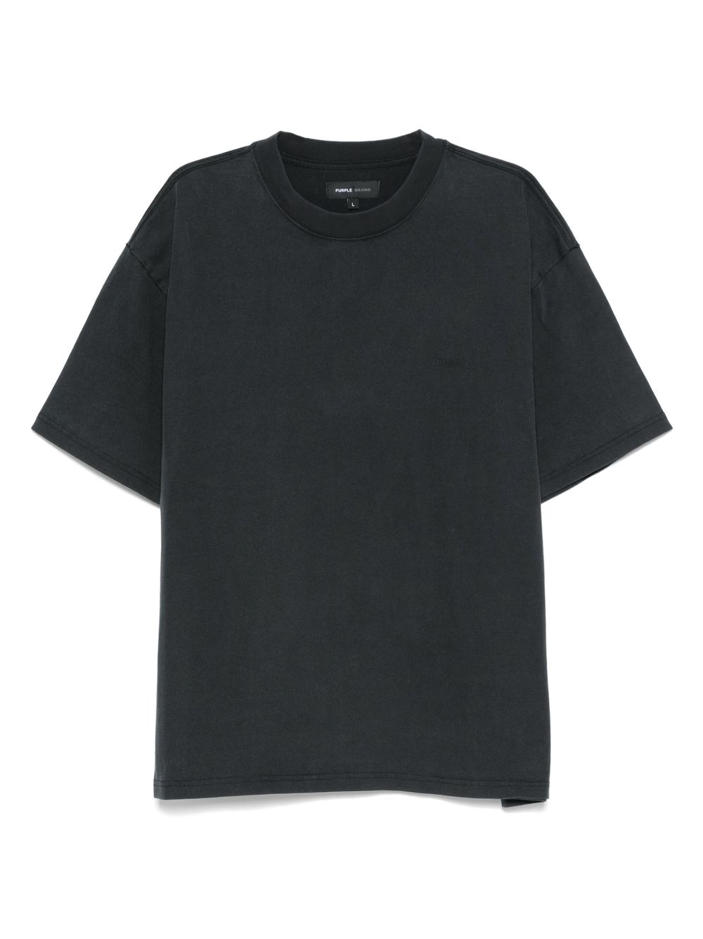 T-shirt Nera in Cotone con Logo Stampato P123 HJBB724 PURPLE BRAND 