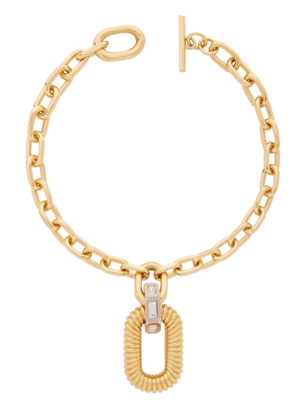 Collana XL Link dorata con logo inciso e strass 25ABB0379MET784 M711 RABANNE 