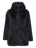 Faux fur coat with hood