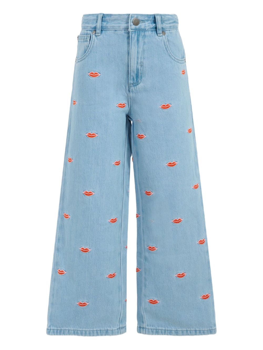 Jeans in Cotone Biologico con Ricamo Labbra TX6D10Z3112 626EM STELLA MCCARTNEY KIDS 