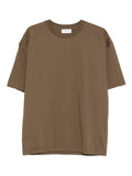 T-shirt con etichetta posteriore tabacco