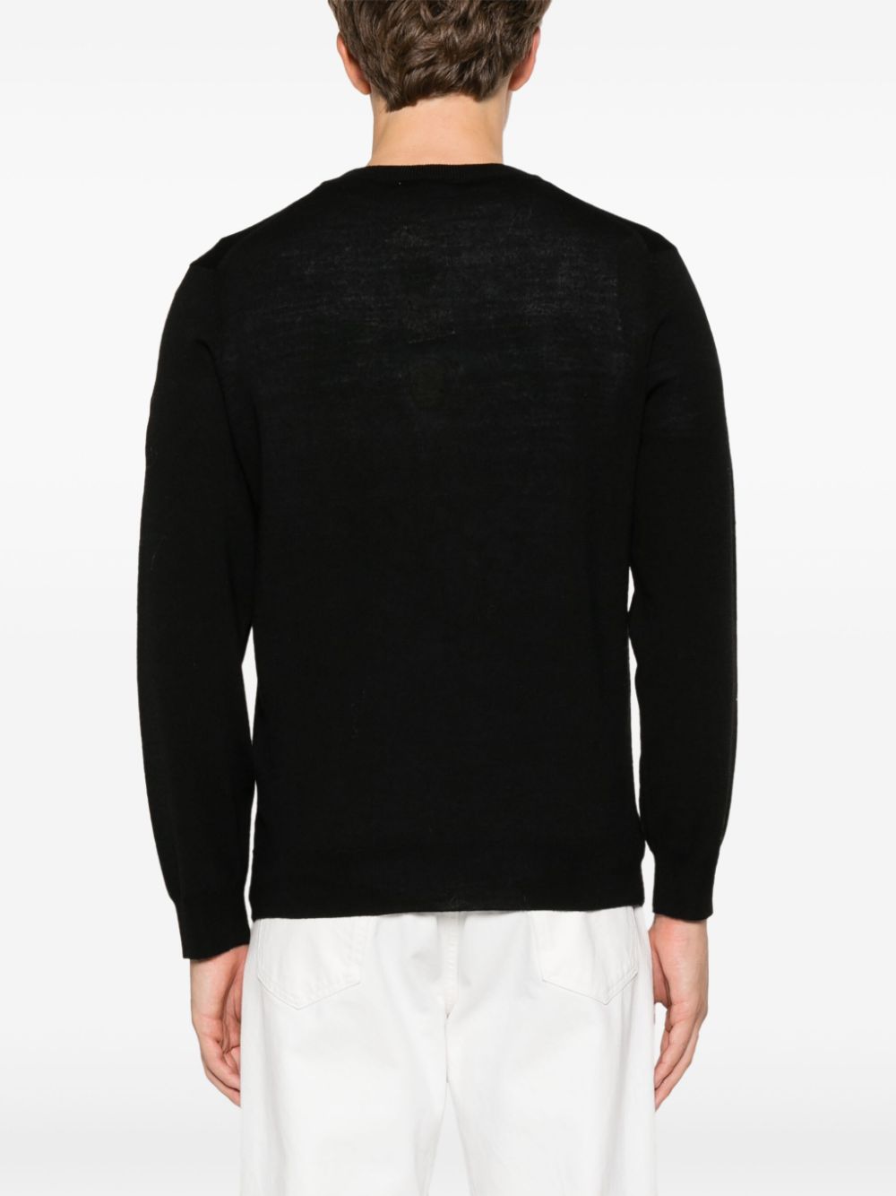Maglione nero mini logo ricamo AH3221 031 LACOSTE 