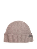 Berretto a coste in misto lana beige