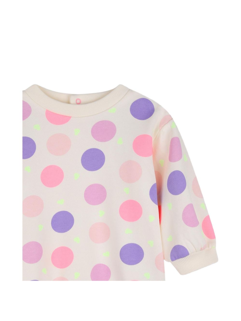 Vestito in cotone garzato, stampa a pois, costina su scollo, polsini e fondo, chiusura con bottoni automatici sul retro. U22240 121 BILLIE BLUSH KIDS 