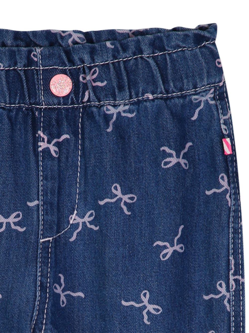 Pantaloni in denim, vita elastica, stampa a nodi all-over. U22249 Z10 BILLIE BLUSH KIDS 