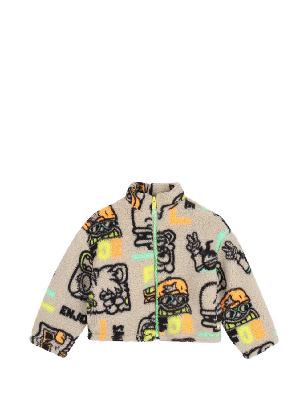 Printed faux shearling jacket, 2 tasche, chiusura con zip. U22320 23E BILLIE BLUSH KIDS 