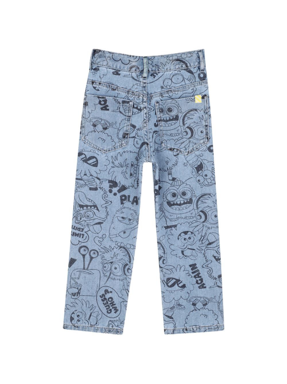 Pantaloni in denim con an all-over "monstars", 4 tasche, vita regolabile con zip. Vestibilità regolare. U22325 Z18 BILLIE BLUSH KIDS 