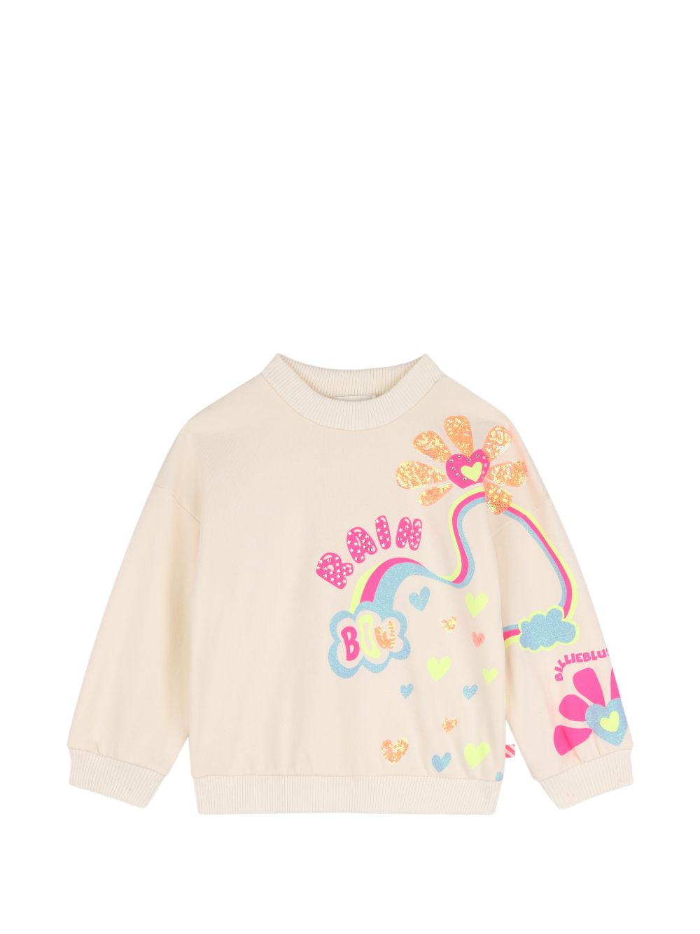 Felpa in cotone garzato, costina su scollo, polsini e fondo, illustrazione con borchie, paillettes e glitter sul davanti. U22397 243 BILLIE BLUSH KIDS 