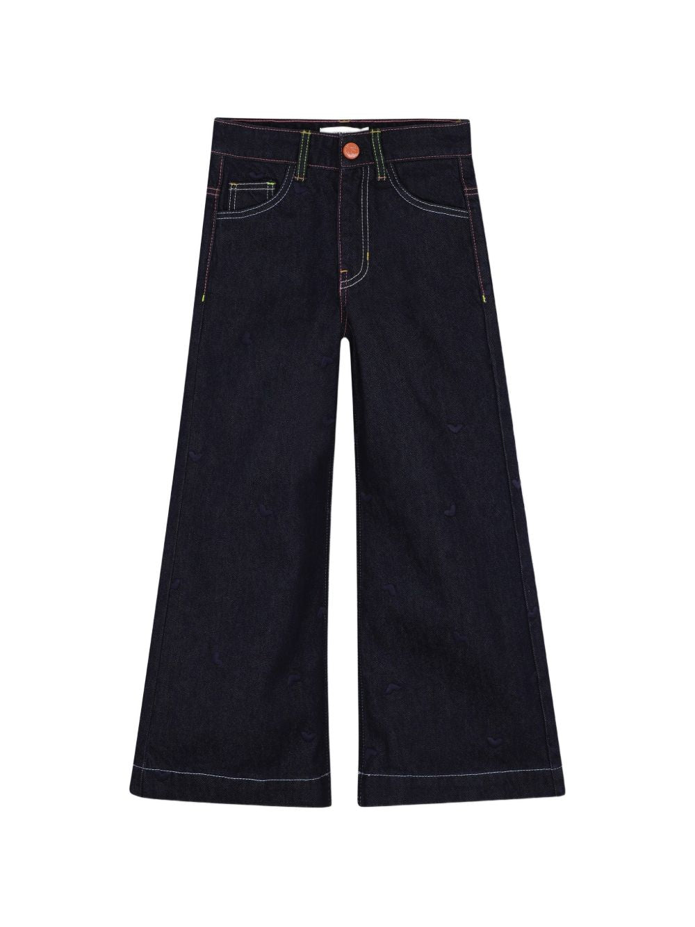 Raw pantaloni in denim, 5 tasche, vita regolabile con patta, tone-on-tone ricamo a cuore. Vestibilità ampia. U22409 Z35 BILLIE BLUSH KIDS 
