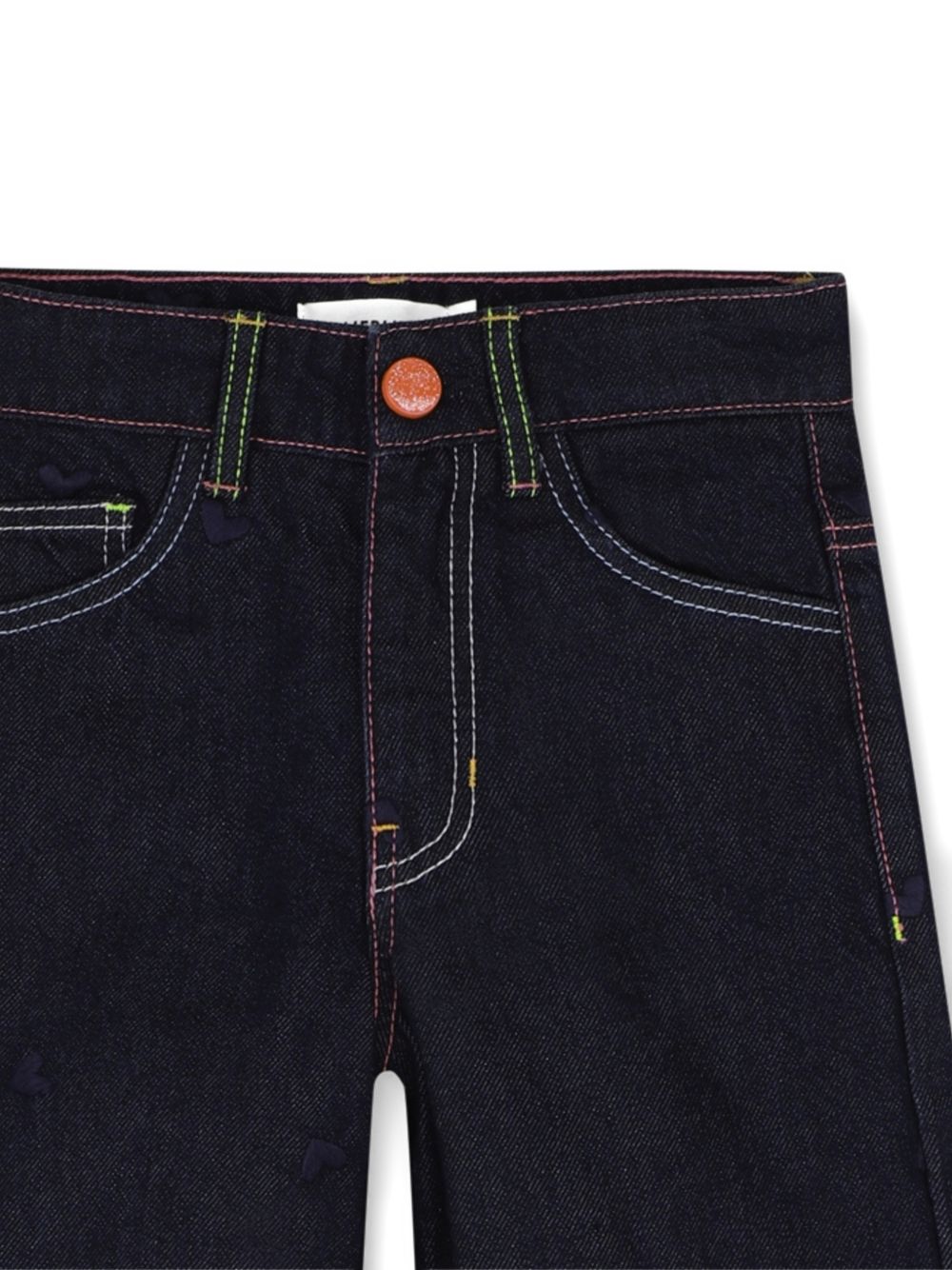 Raw pantaloni in denim, 5 tasche, vita regolabile con patta, tone-on-tone ricamo a cuore. Vestibilità ampia. U22409 Z35 BILLIE BLUSH KIDS 