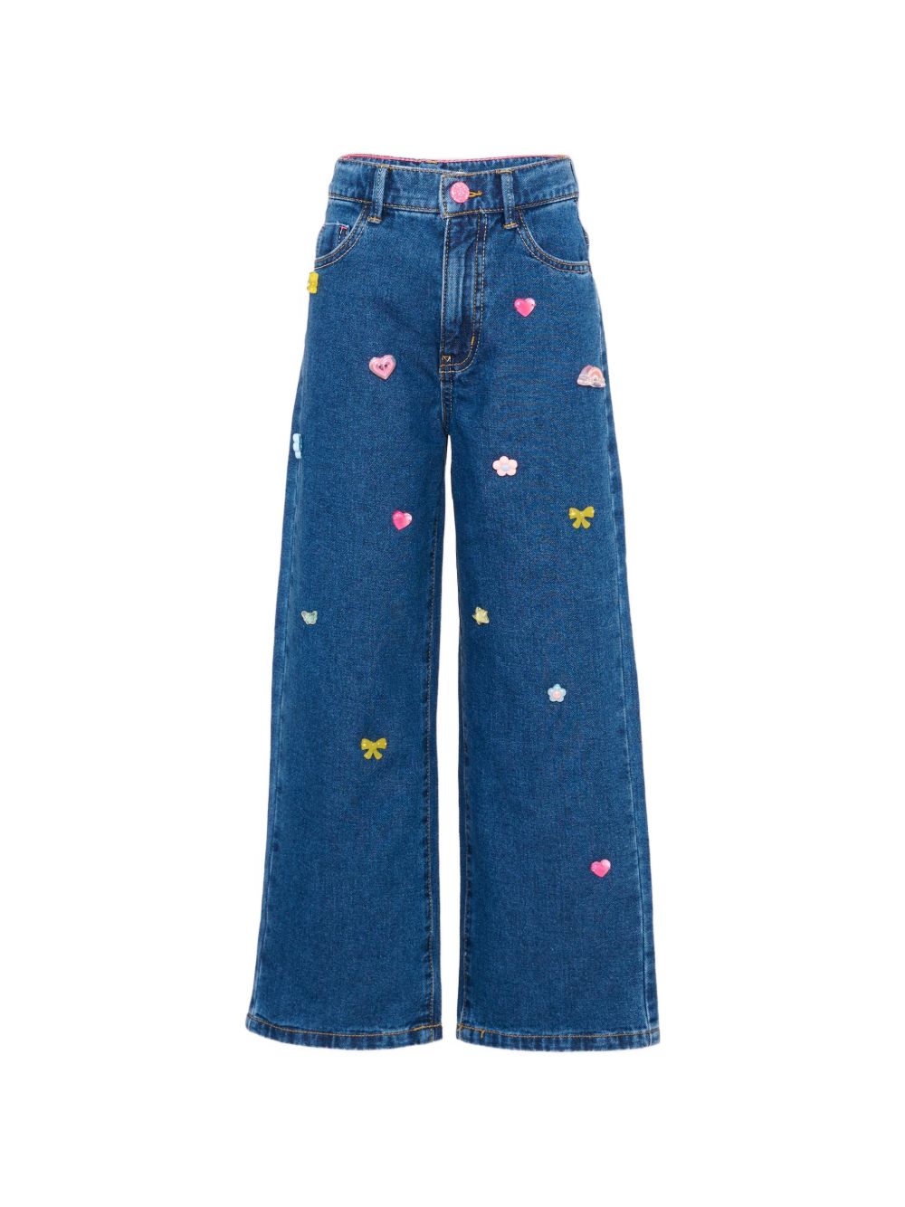 Pantaloni in denim, 5 tasche, vita regolabile con zip, elementi fantasia. Vestibilità baggy. U22410 Z22 BILLIE BLUSH KIDS 