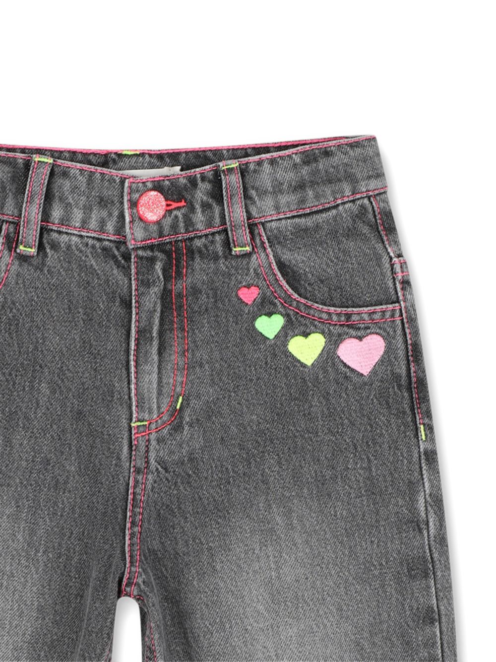 Pantaloni in denim, 5 tasche, vita regolabile con patta, ricamo sul davanti, pince alle ginocchia. Vestibilità a barile. U22413 Z20 BILLIE BLUSH KIDS 