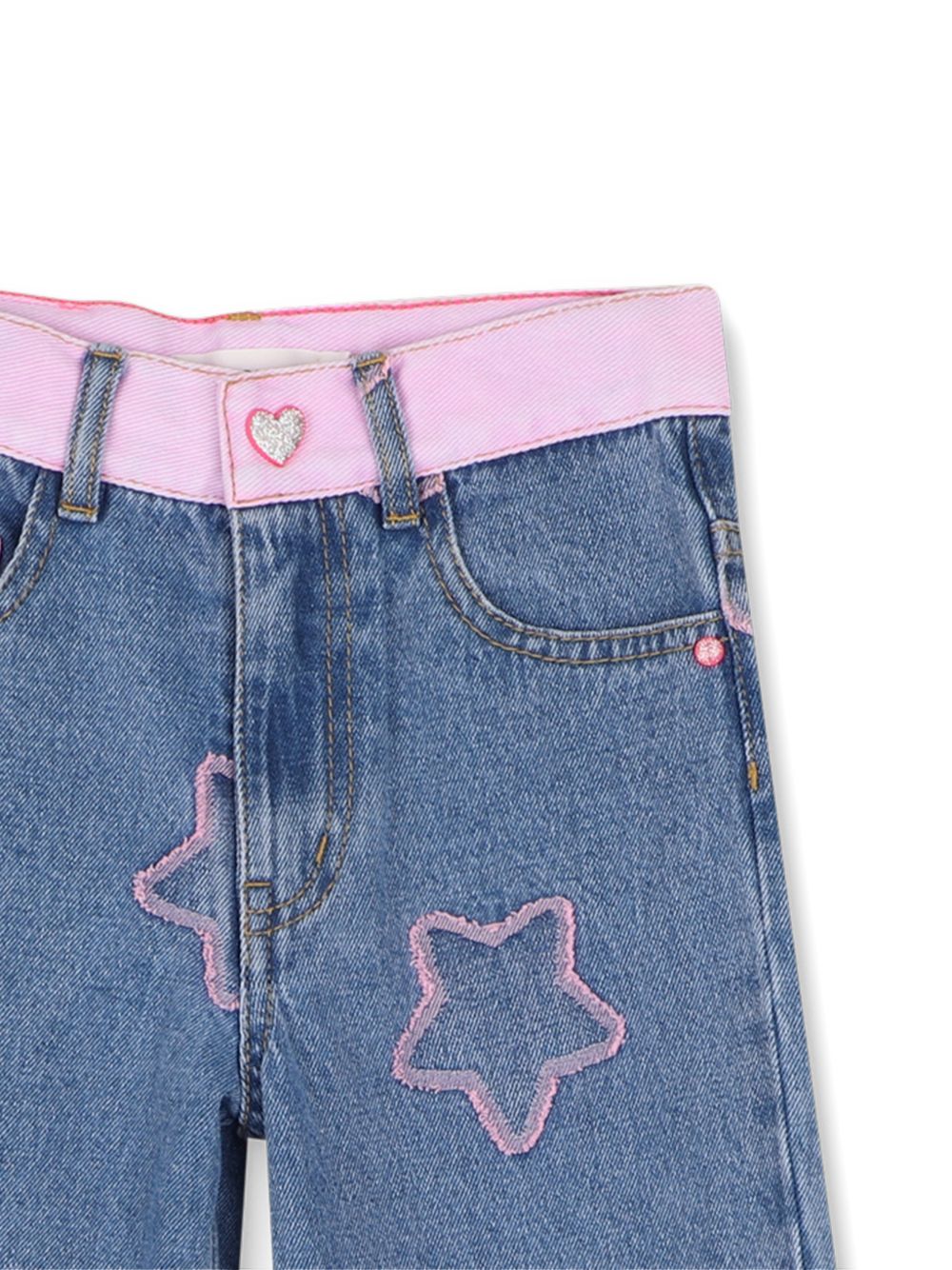 Jacquard bicolore pantaloni in denim, 5 tasche, vita regolabile con patta, cintura e taschino portamonete in twill a contrasto. Vestibilità ampia. U22416 Z10 BILLIE BLUSH KIDS 