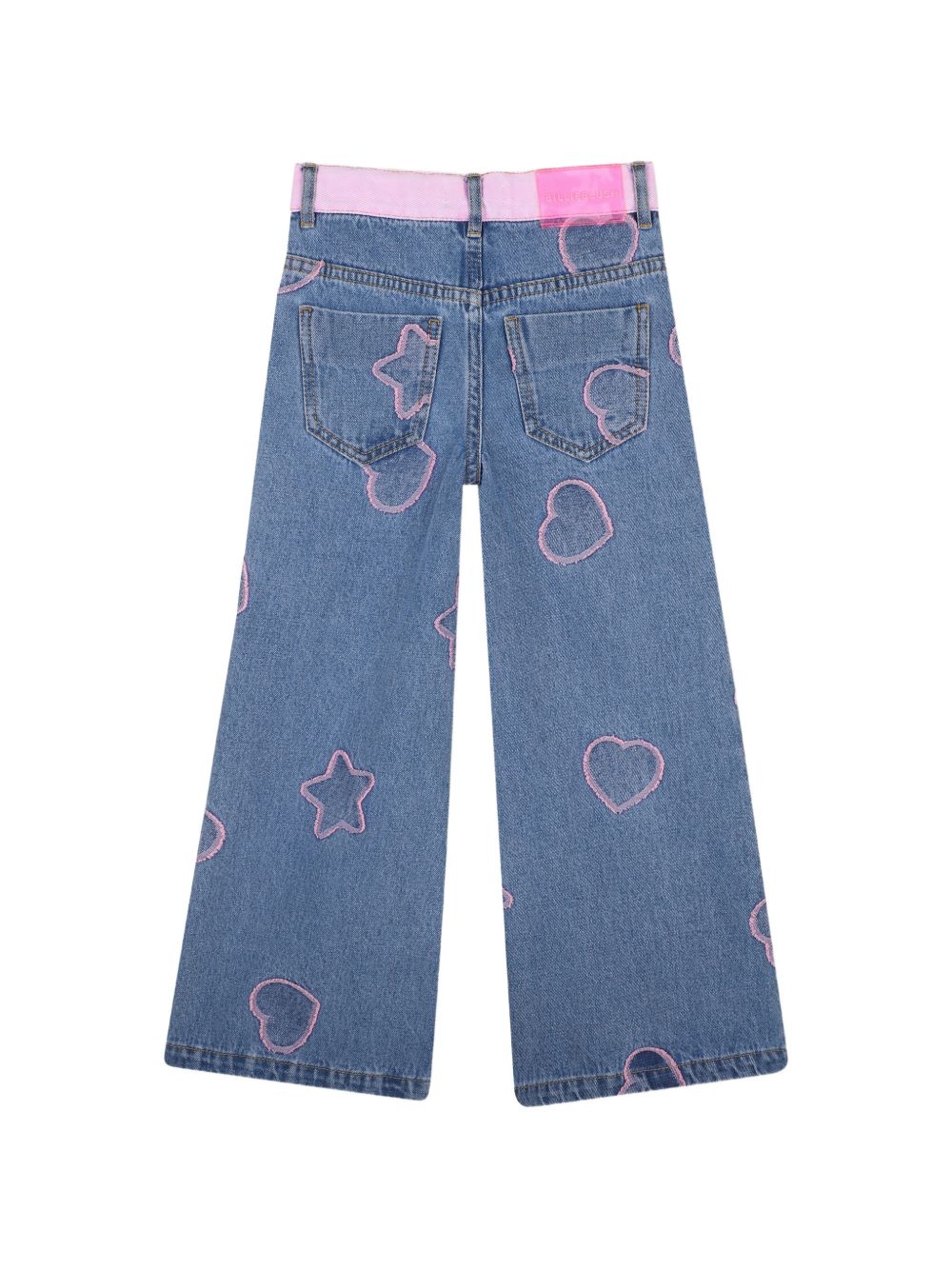 Jacquard bicolore pantaloni in denim, 5 tasche, vita regolabile con patta, cintura e taschino portamonete in twill a contrasto. Vestibilità ampia. U22416 Z10 BILLIE BLUSH KIDS 