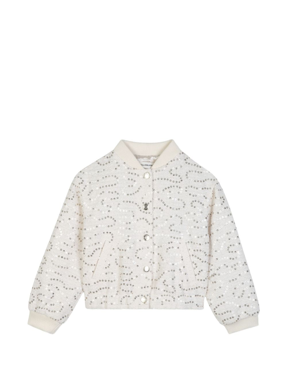 Tweed jacket ricamato con paillettes, 2 tasche, costina on scollo e polsini, chiusura con bottoni automatici. U22433 121 BILLIE BLUSH KIDS 